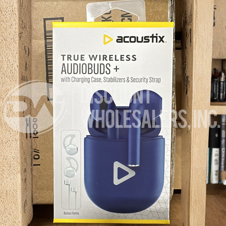 Acoustix True Wireless Audio Buds White Stem Earbuds with Charging Case Bluetooth Different Colors (96 Pcs Lot)