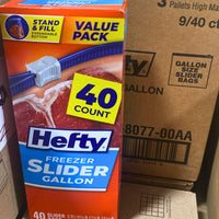 Thumbnail for Hefty Freezer Slider Gallon 40 Count Stand & Fill Expandable Bottom Value Pack