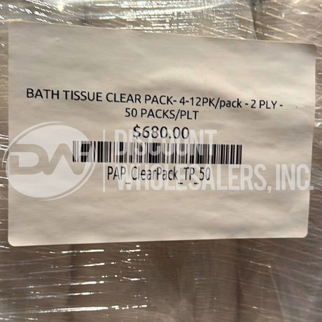 Bath Tissue Clear Pack-4-12pk-2 Ply (50 Packs Per Pallet)