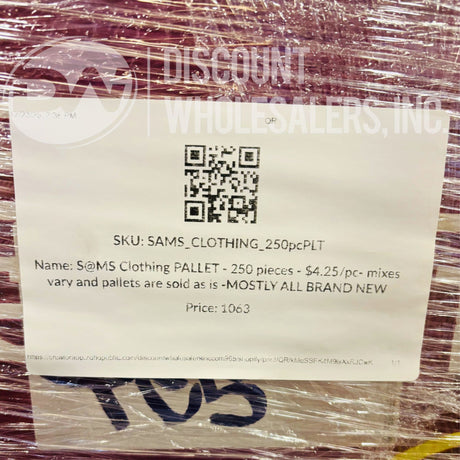 Sam's Clothing Pallet (250 Pcs Per Pallet)
