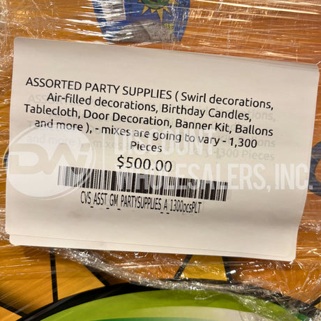 ASSORTED PARTY SUPPLIES (300 Pcs Per Pallet)