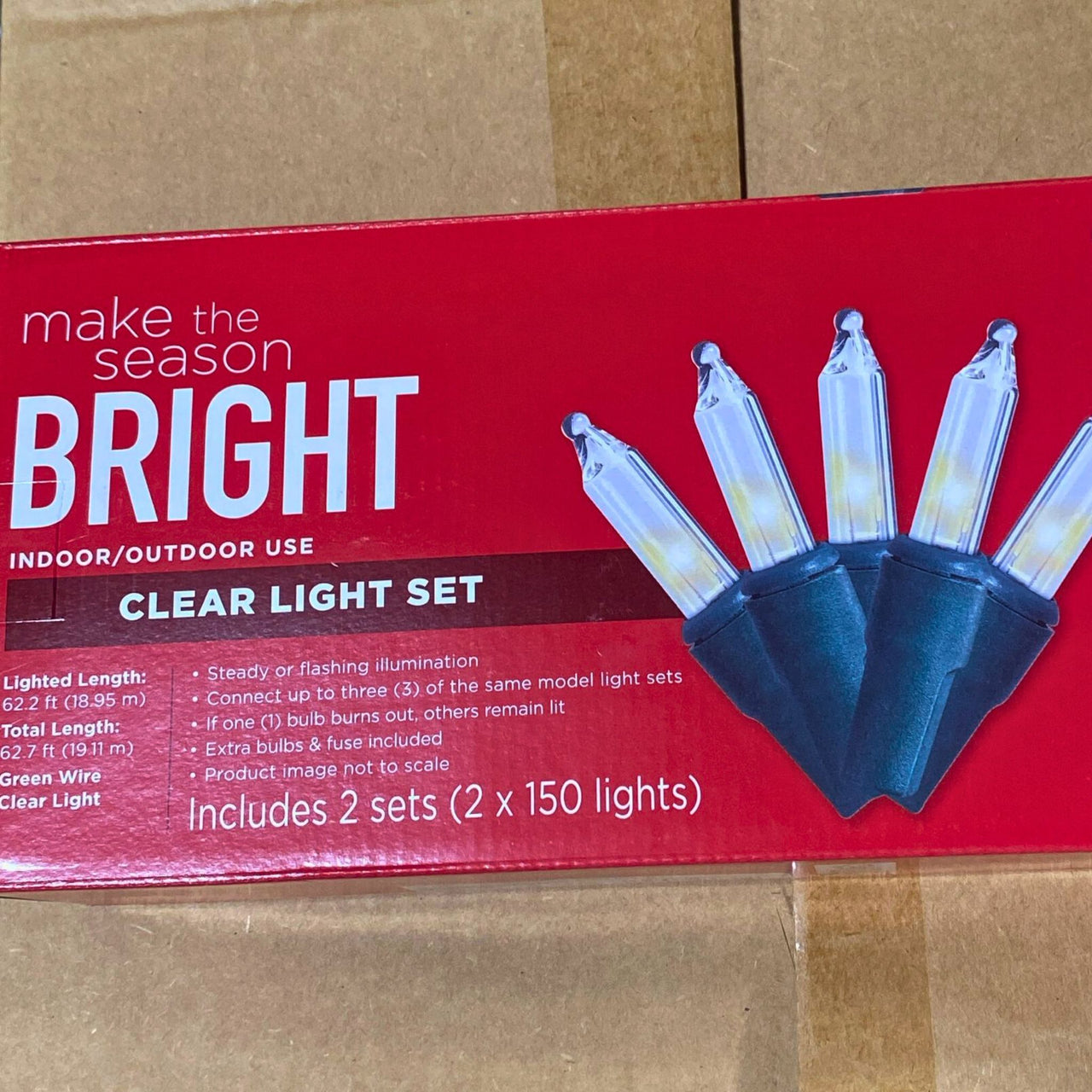 Make The Season Bright Clear Light Set 300 Lights 2X150 lights