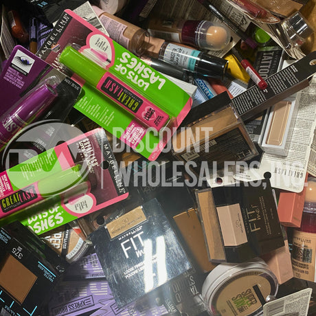 Maybelline Assorted, Mascaras, Eye Liner, Foundations, Liquid Ink Liner, Eyelash Curler and More (100 Pcs Lot)