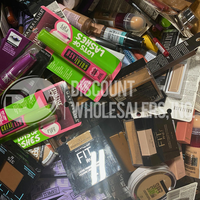 Maybelline Assorted, Mascaras, Eye Liner, Foundations, Liquid Ink Liner, Eyelash Curler and More (100 Pcs Lot)