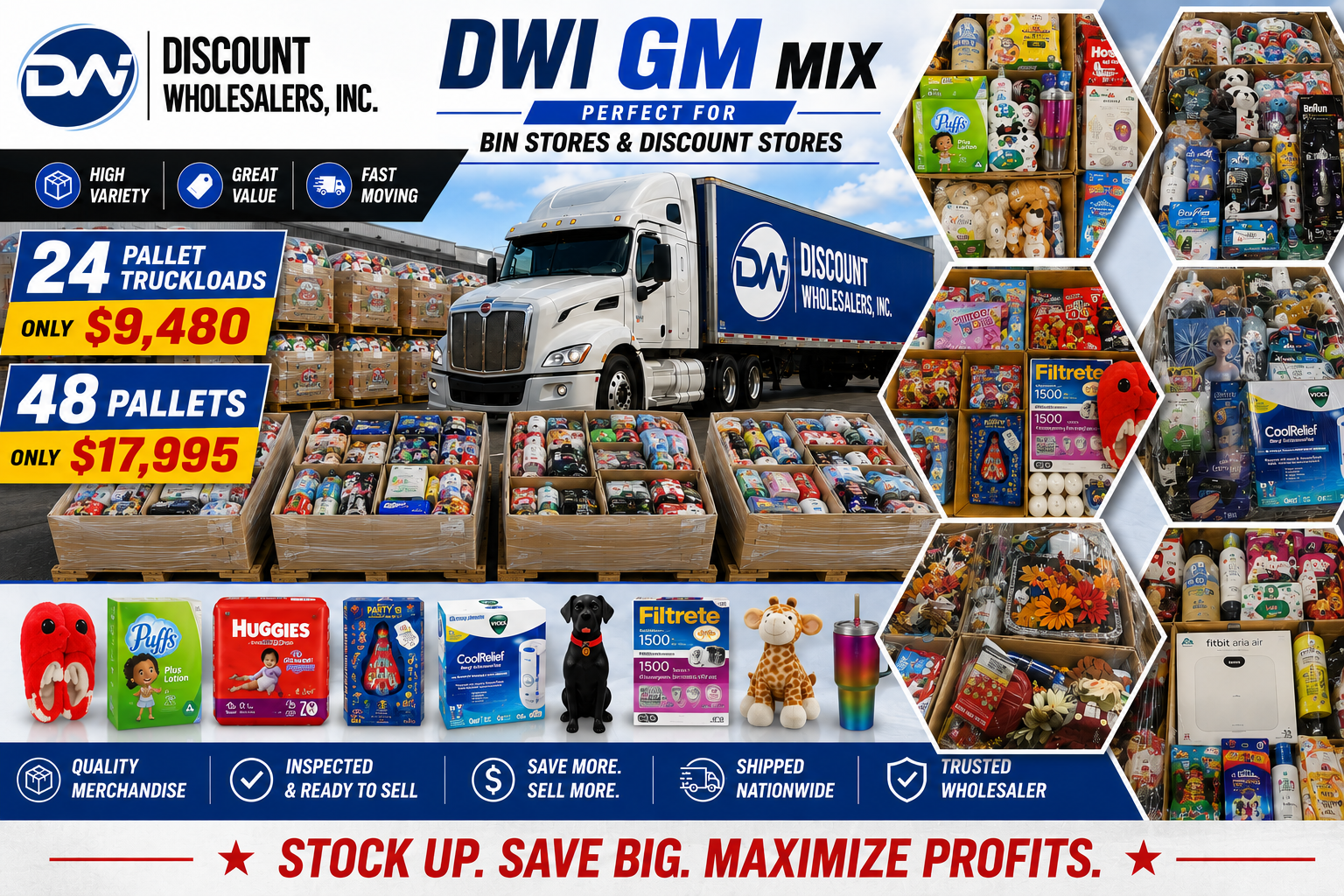 DWI GM Mix Truckloads (24 Pallets Per truck)