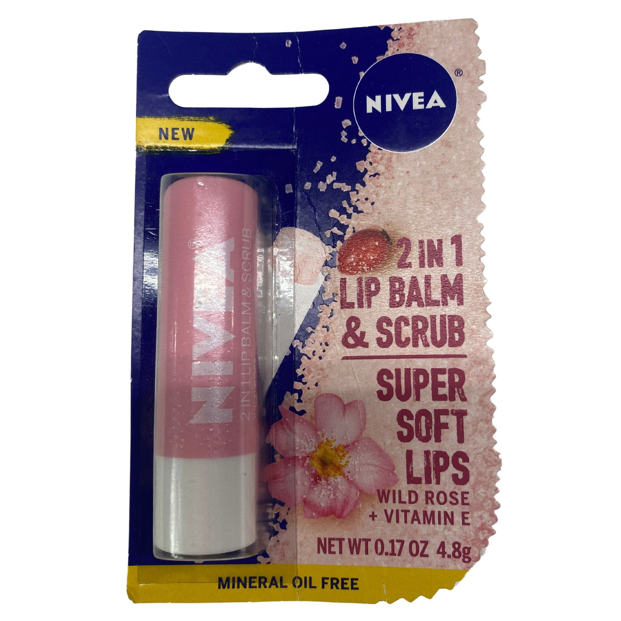 Nivea 2  in 1 Lip Balm & Scrub Super soft lips Wild Rose + Vitamin E 0.17