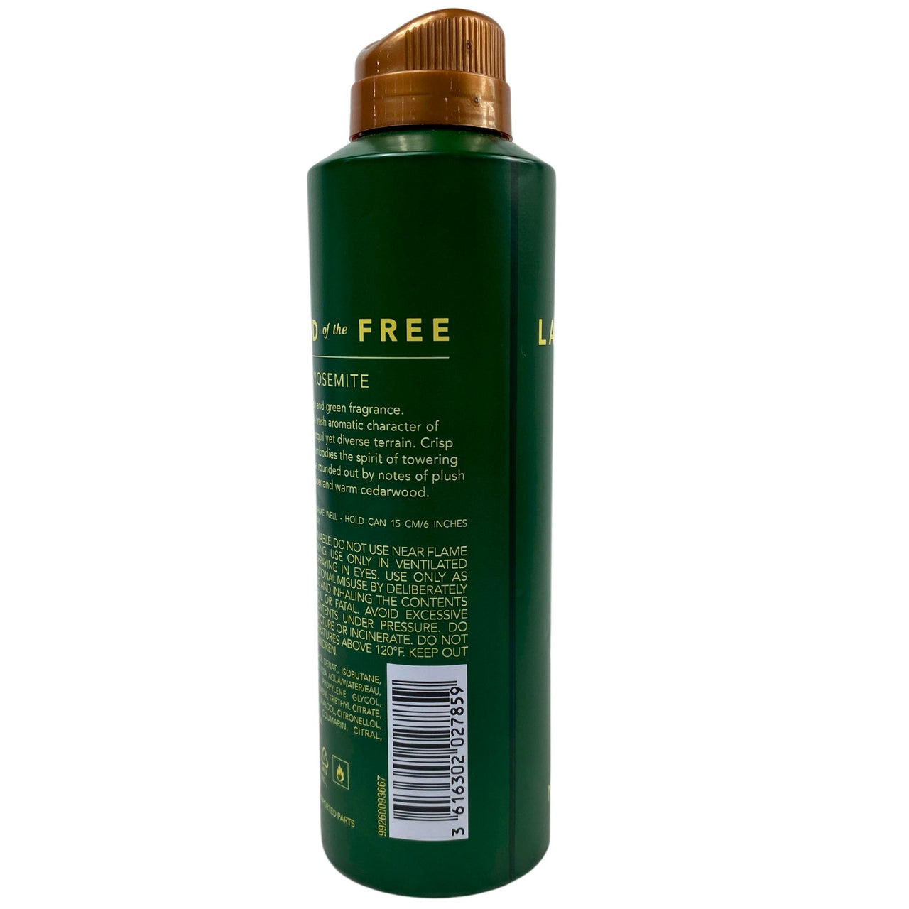 Land Of The Free Yosemite Fresh & Green Deodorizing Body Spray 6ZO