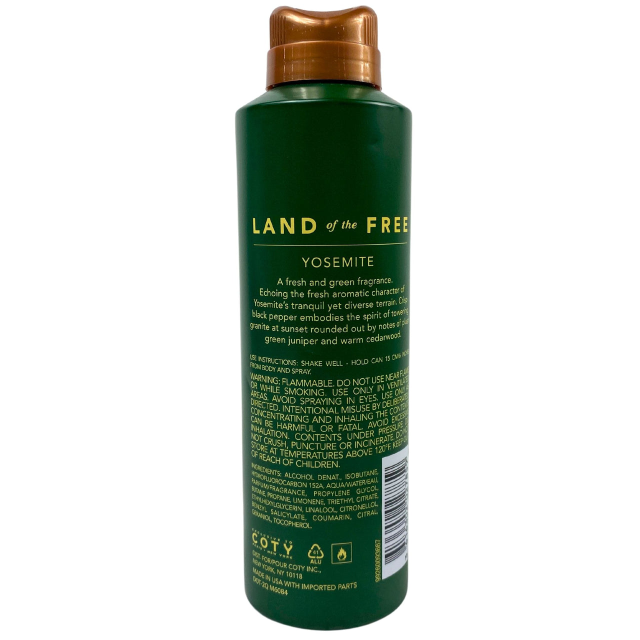 Land Of The Free Yosemite Fresh & Green Deodorizing Body Spray 6ZO