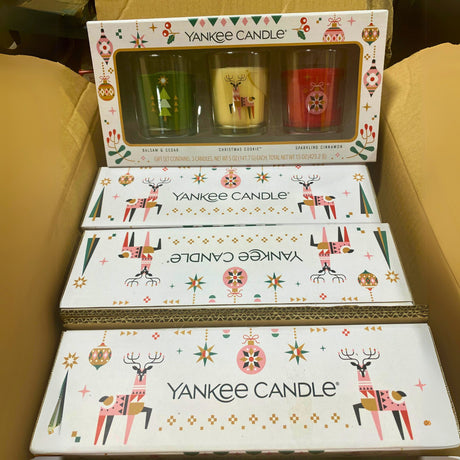 Christmas Gift Set 3 Candles Balsam & Cedar, Christmas Cookie and Sparkling Cinnamon 15OZ