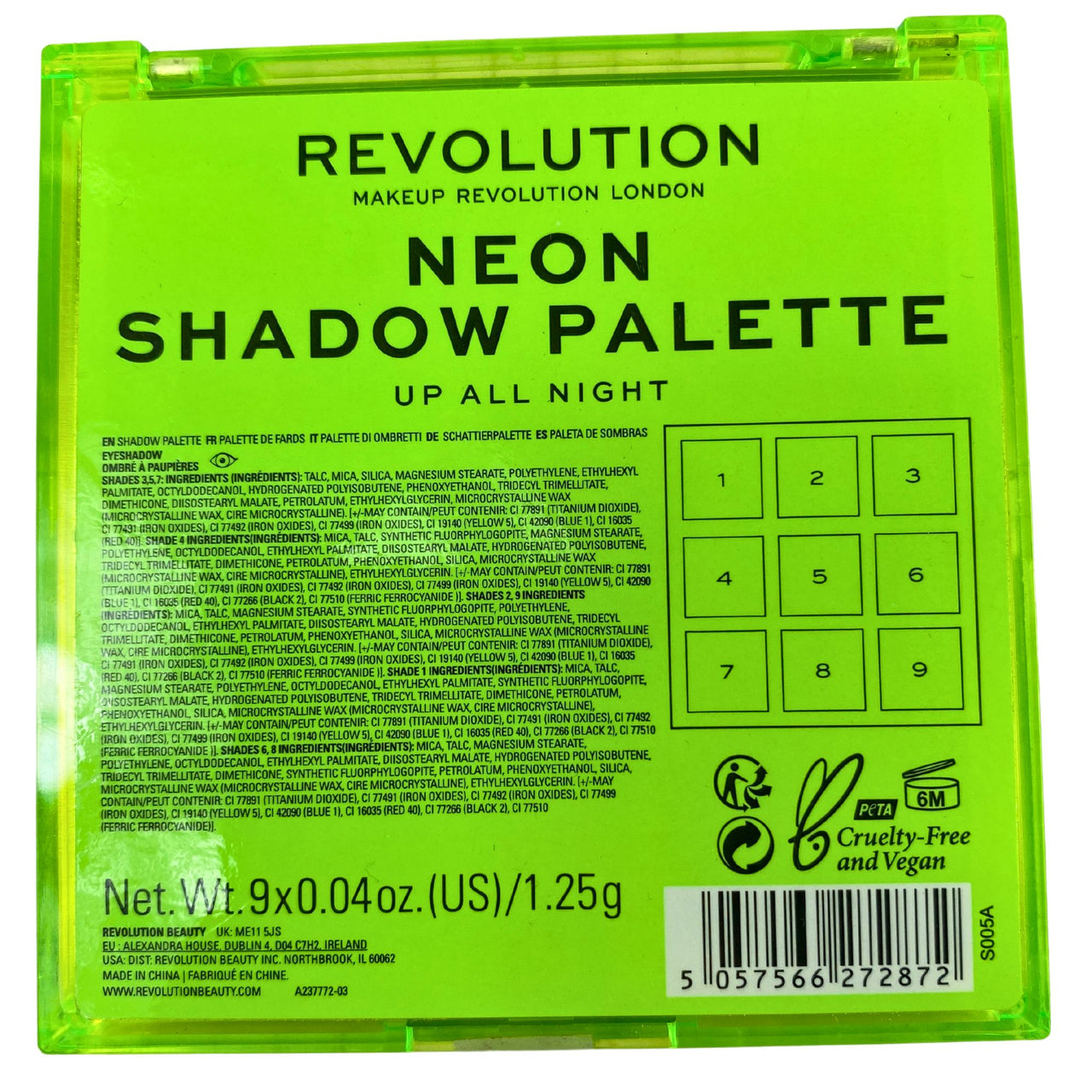 Revolution Makeup Revolution London Neon Shadow Palette Up All Night 9x0.04OZ