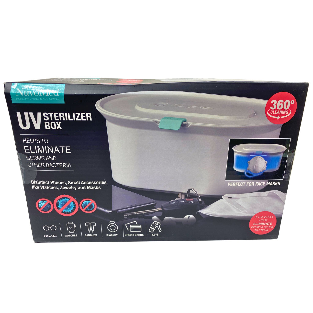Nuvo Med UV Sterilizer Box 360 Cleaning Perfect for Face Masks 