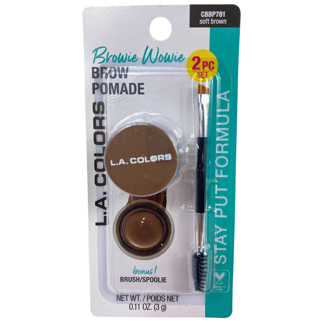 L.A.Girl Brow Pomade Browie Wowie Soft Brown stay Put Formula 