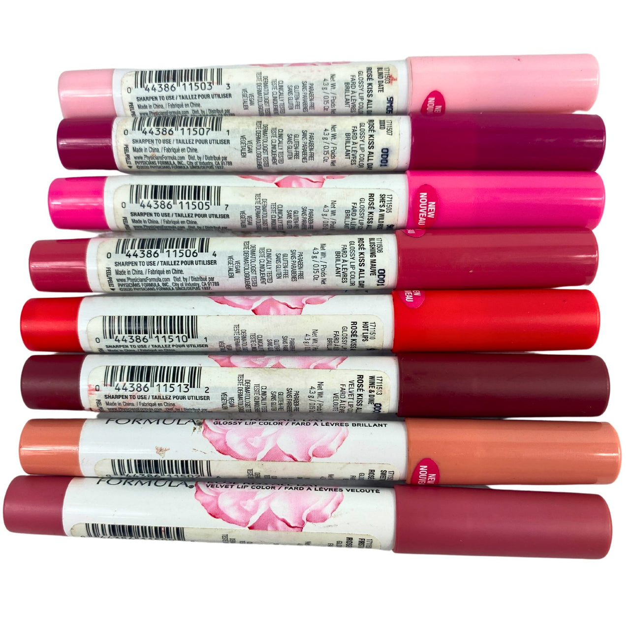 Physicians Formula Rose Kiss All Day Velvet & Glossy Lip Color Assorted Mix 