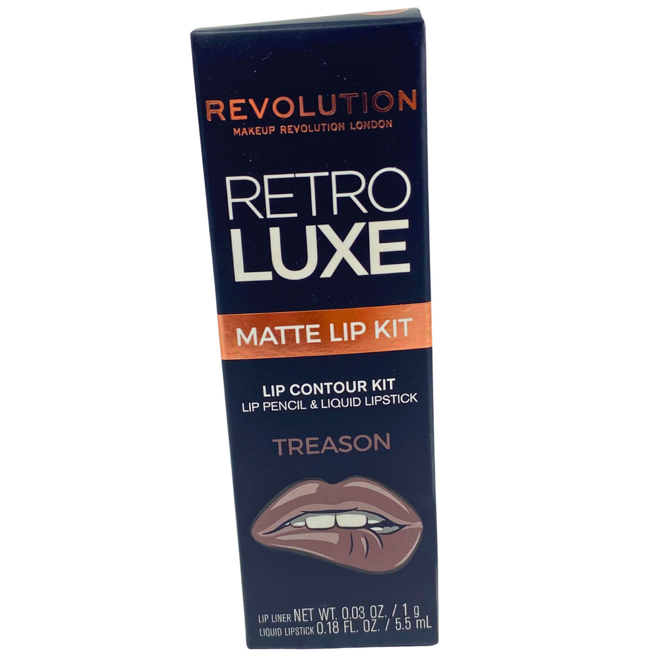 Revolution Retro Luxe Matte Lip Kit Lip Contour Kit Lip Pencil & Liquid Lipstick TREASON