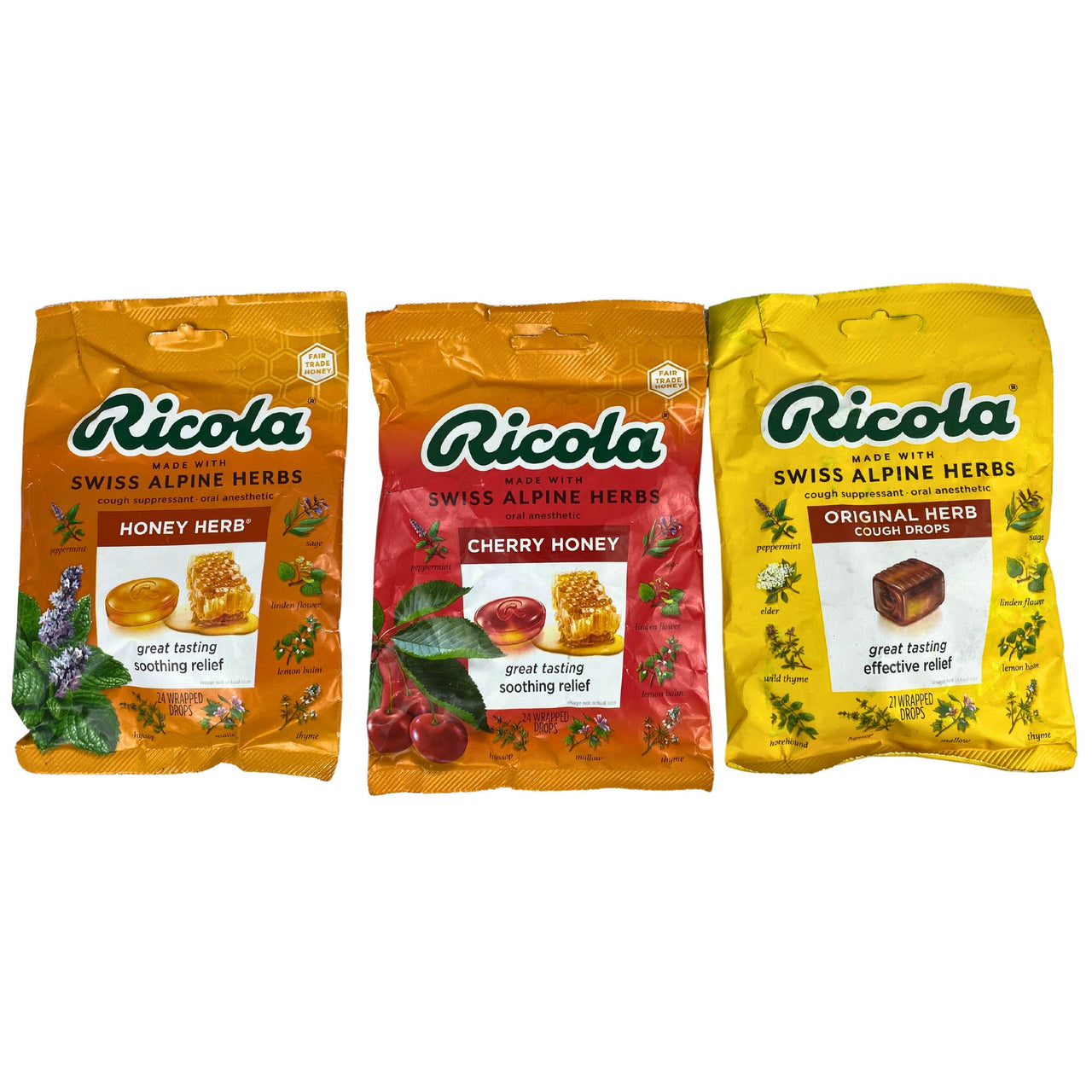 Ricola 21 & 24 Drops Great Tasting Relief (50 Pcs Lot)