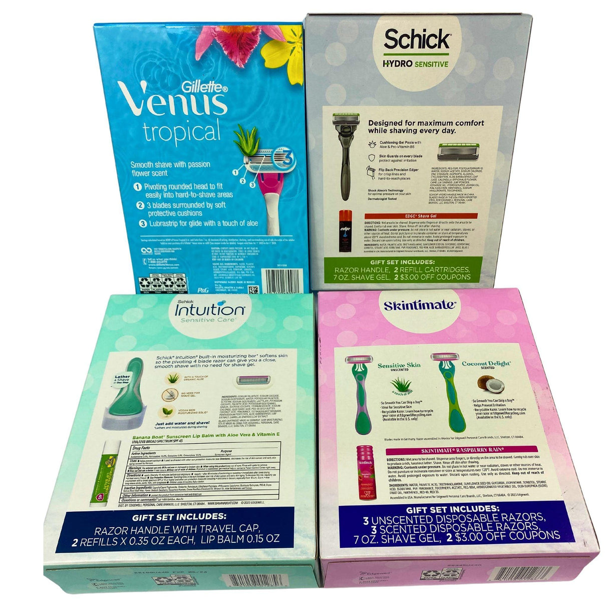 Shave Sets Include Brands like Schick,Skintimate & Venus for Women & Men 