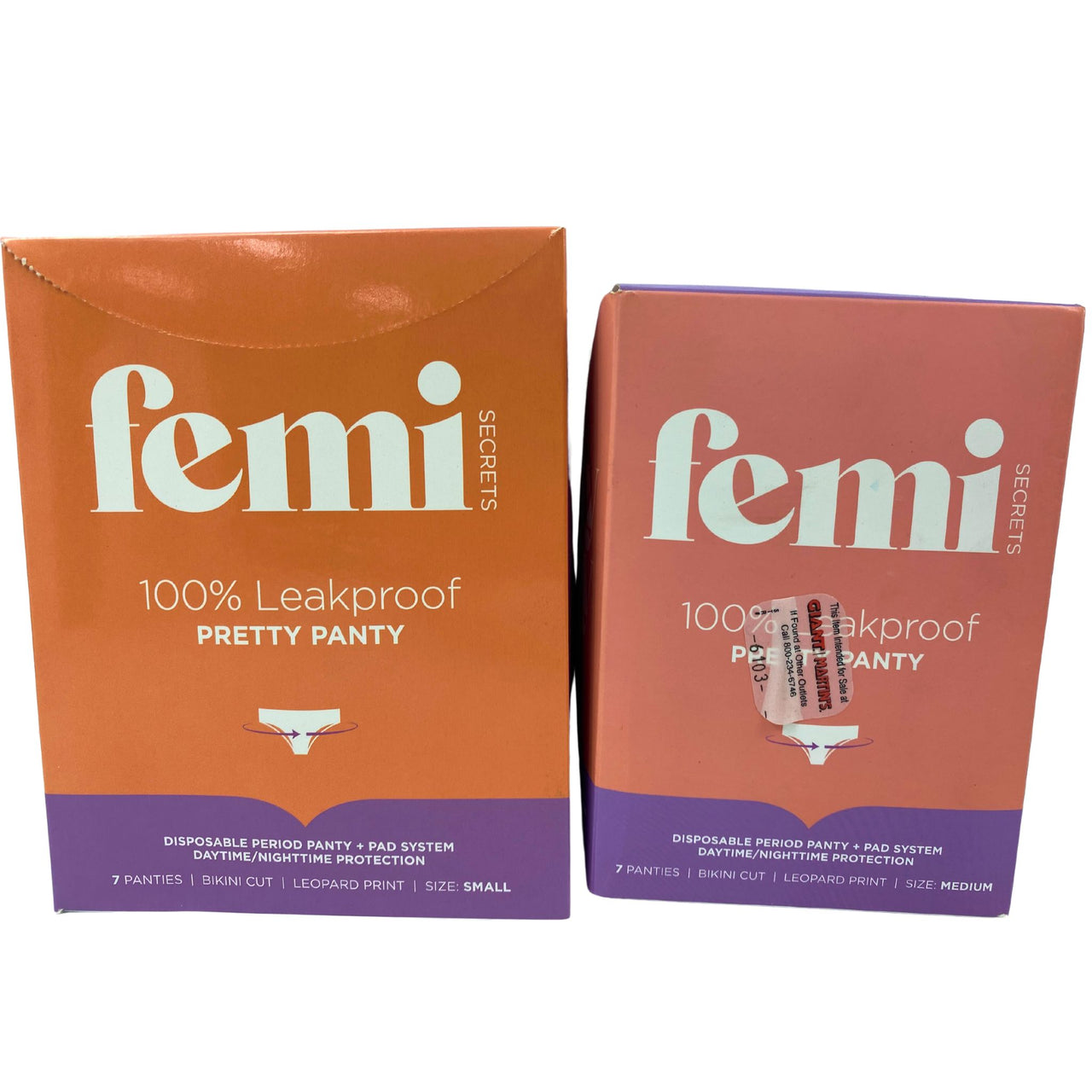 Femi 100% Leakproof Pretty Panty Disposable Period Panty + Pad System Daytime/Nighttime 