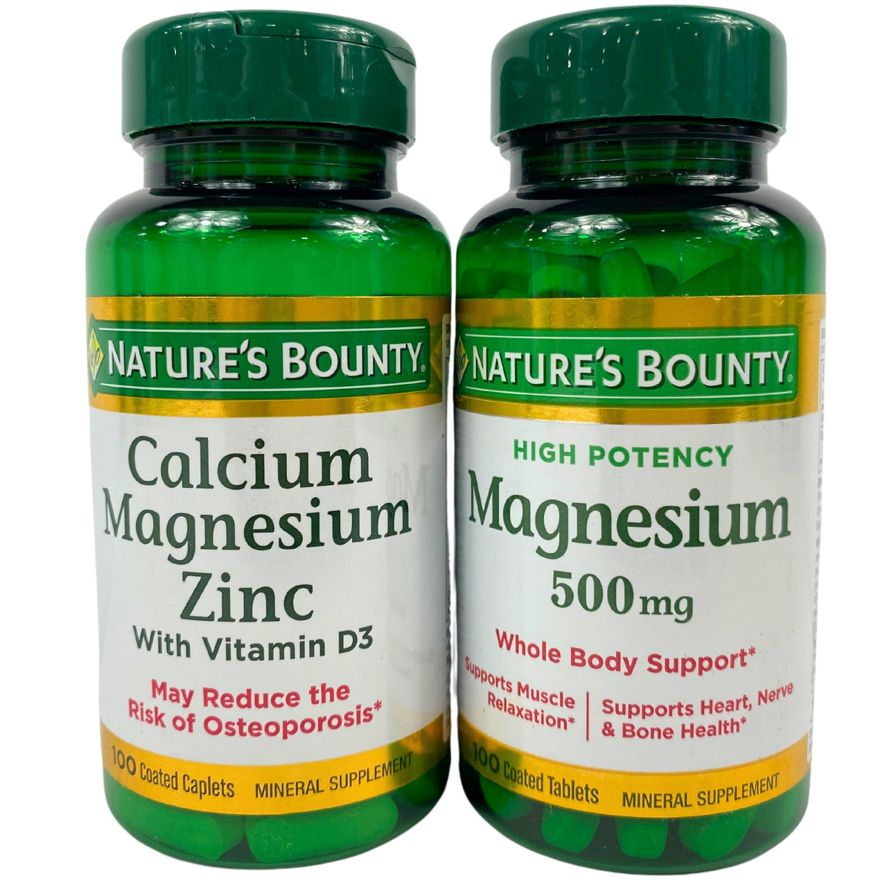 Nature's Bounty Calcium Magnesium Zinc (MAINLY) & Magnesium (LESS OF)