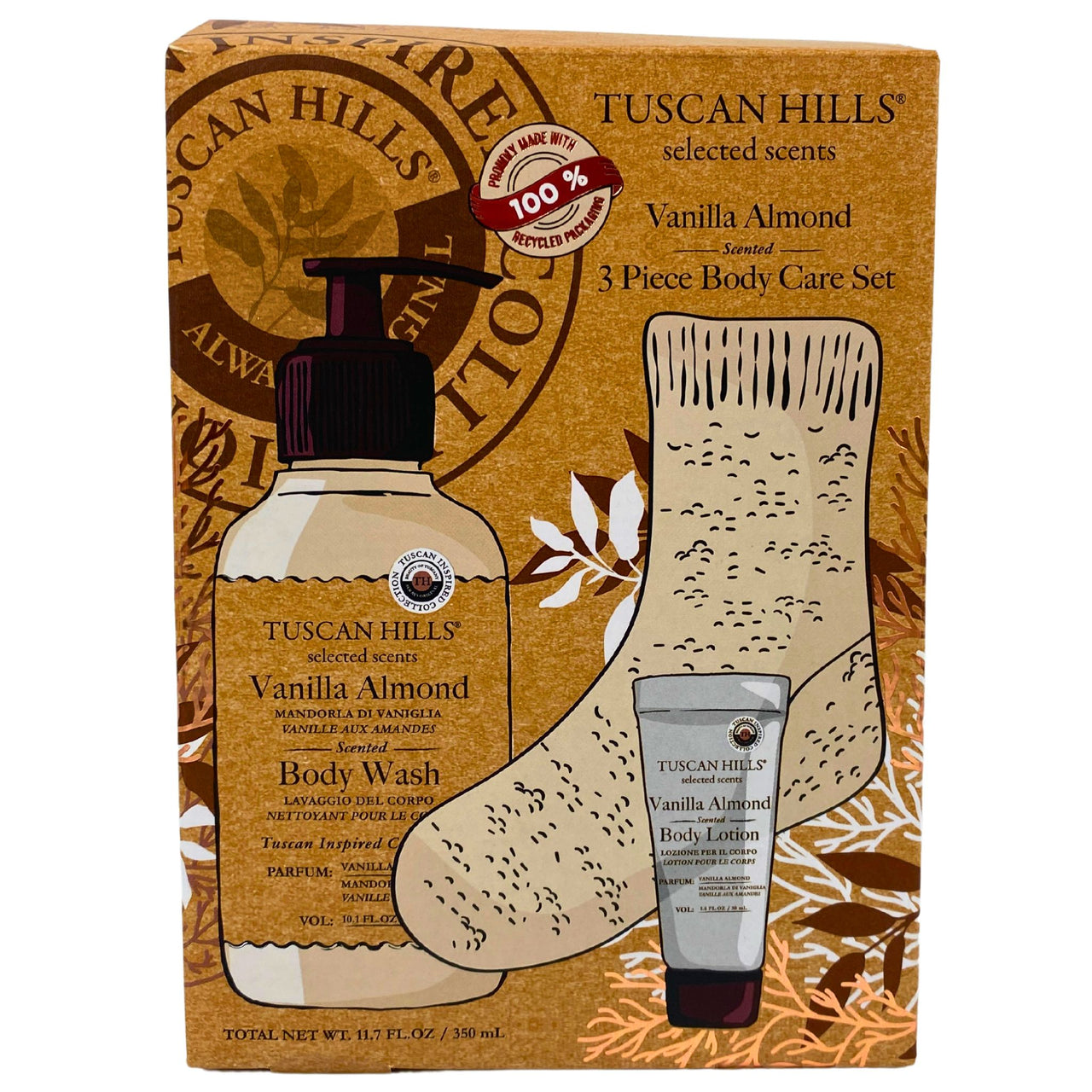 Tuscan Hills Selected Scents Vanilla Almond Scented 3 Piece Body Care Set