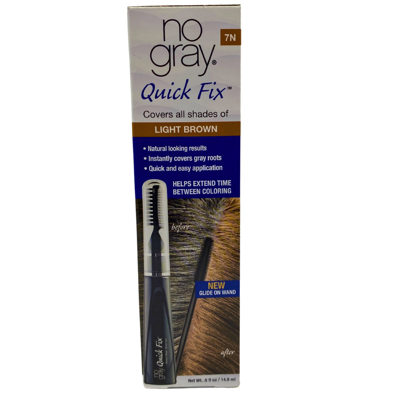 No Gray 7N Quick Fix Covers All Shades of Light Brown Glide on Wand 5OZ