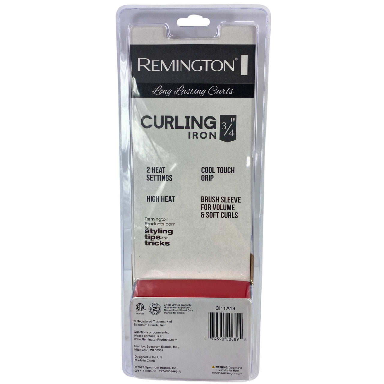 Remington Curling Iron 3/4" Barrel 2 Heat Settings 