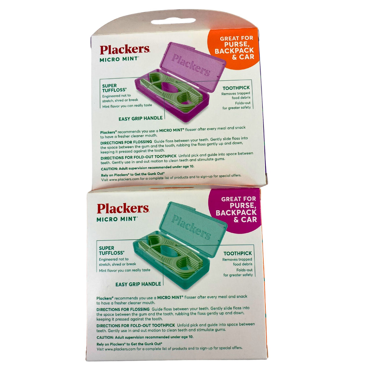 Plackers Micro Mint Get the Gunk Out Mint Dental Flossers On the Go Packs (136 Pcs Lot)