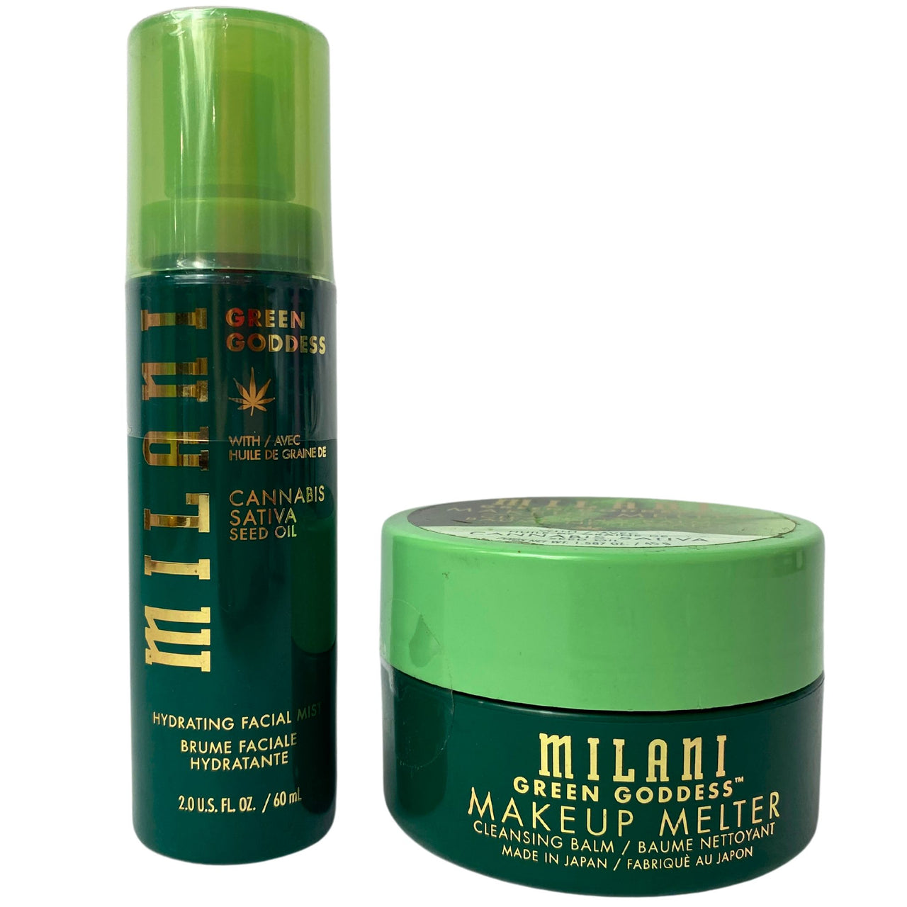 Milani Green Goddess Cannabis Sativa Seed Oil Hydrating Facial Mist & Makeup Melter Cleansing Balm 