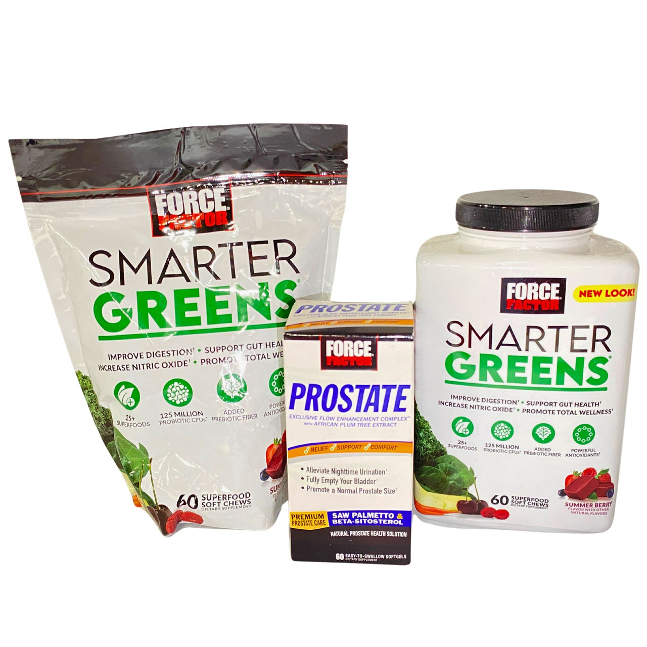 Force Factor Smarter Greens Soft Chew & Prostate Softgels 