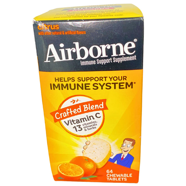 Airborne Vitamin C 13 Vitamins , Minerals & Herbs Chewable Citrus Tablets 