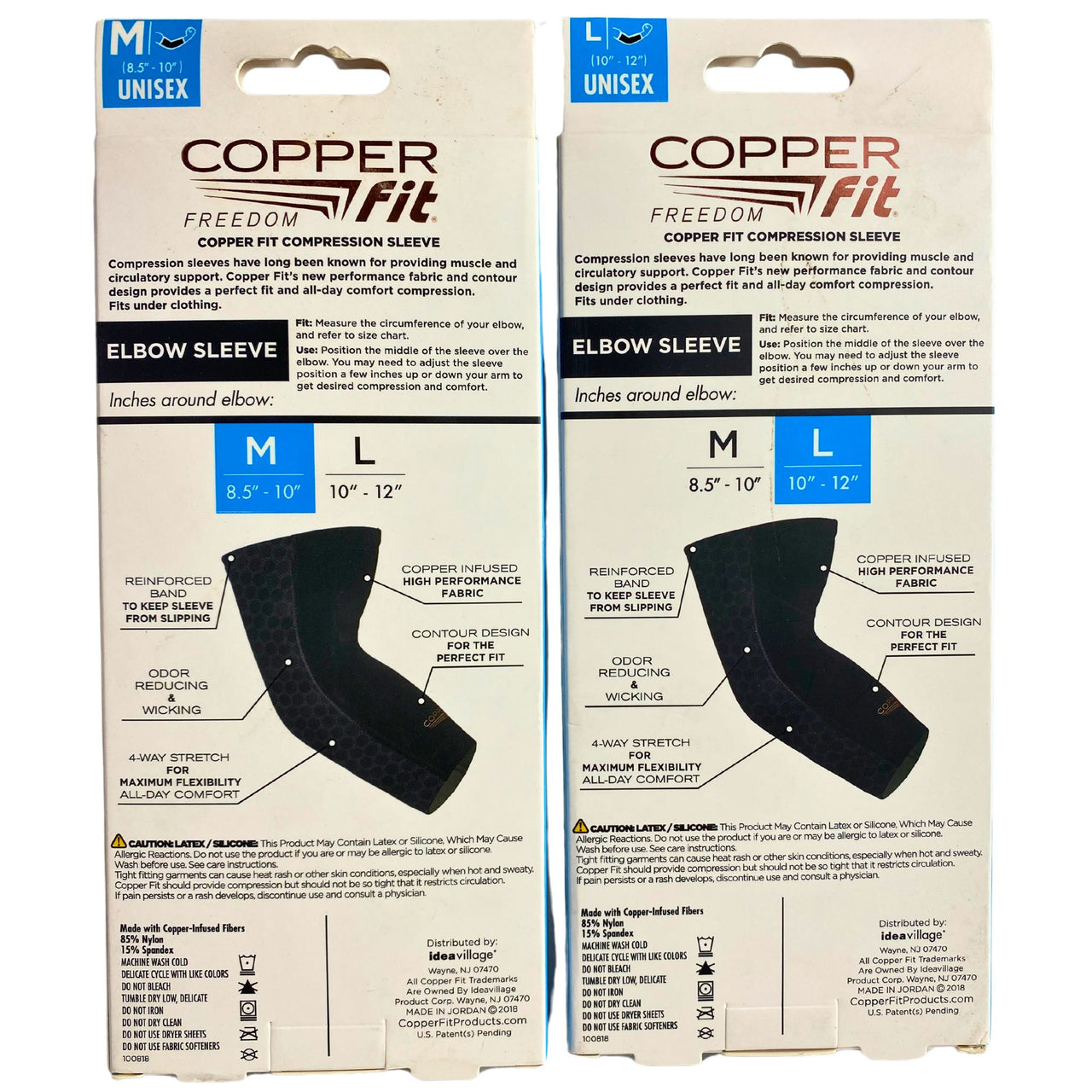 Copper fit Compression Sleeves Copper Infused Elbow Sleeve Unisex Assorted Sizes 