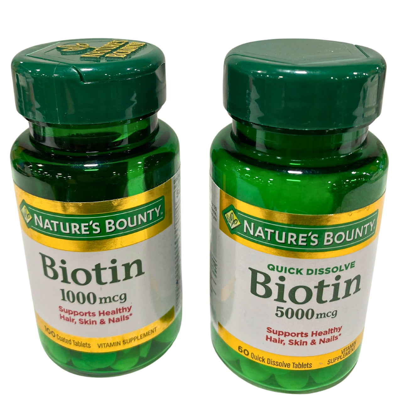 Nature's Bounty Quick Dissolve Biotin 5000 y 1000 Mcg (30 Pcs Lot)