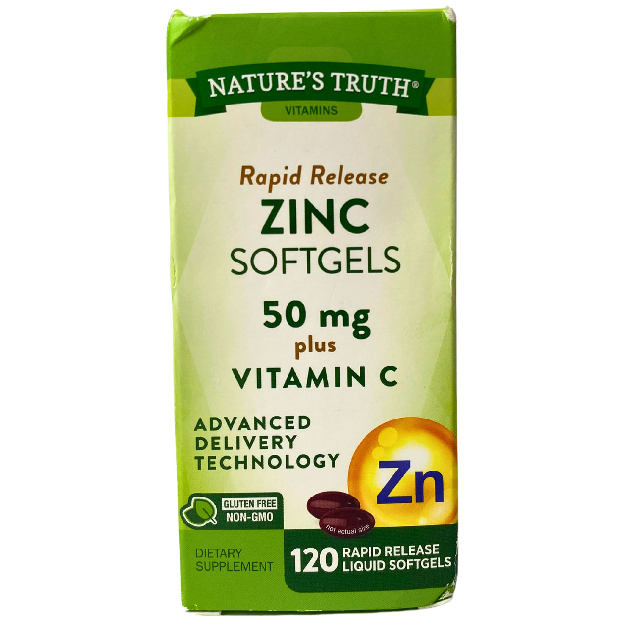 Nature's Truth Vitamins Rapid Release Zinc Softgels 50mg plus Vitamin C