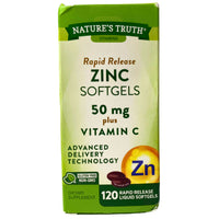 Thumbnail for Nature's Truth Vitamins Rapid Release Zinc Softgels 50mg plus Vitamin C