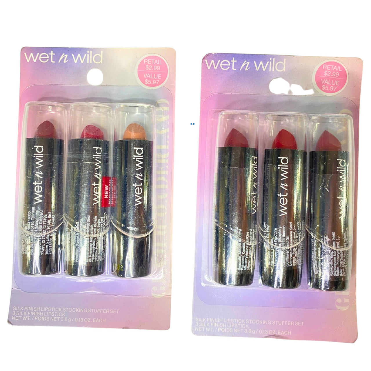 Wet N Wild 3 Silk Finish Lipstick Assorted Mix