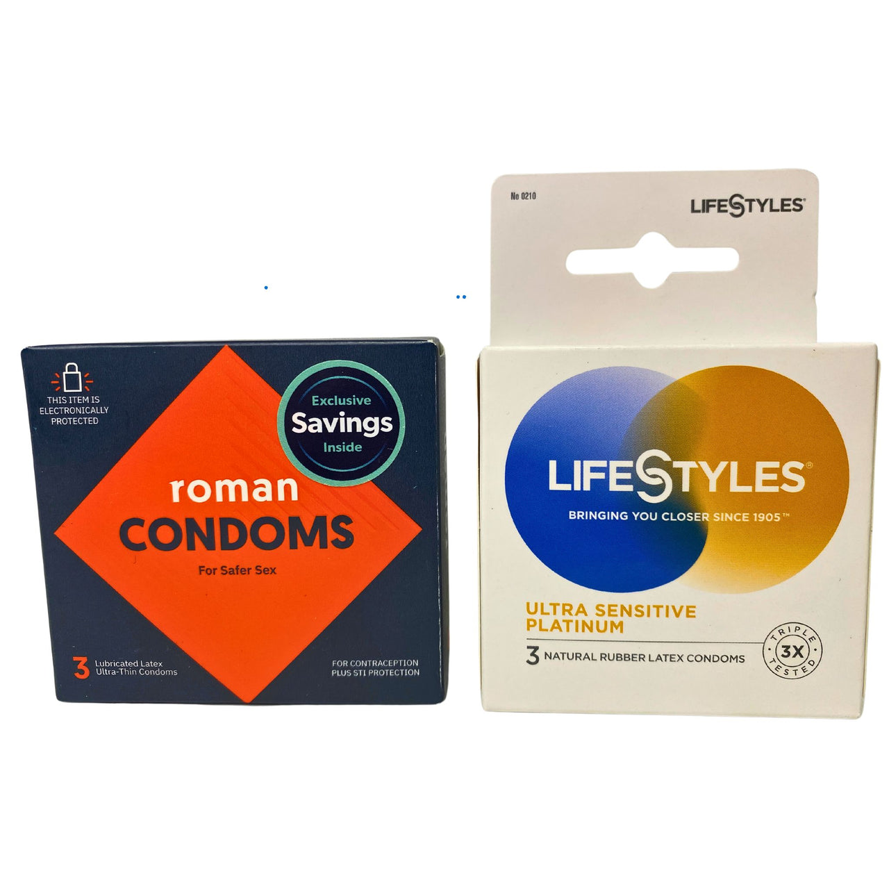 Lifestyles Ultra Sensitive Platinum Natural Rubber Latex Condoms Triple Tested & Roman Condoms