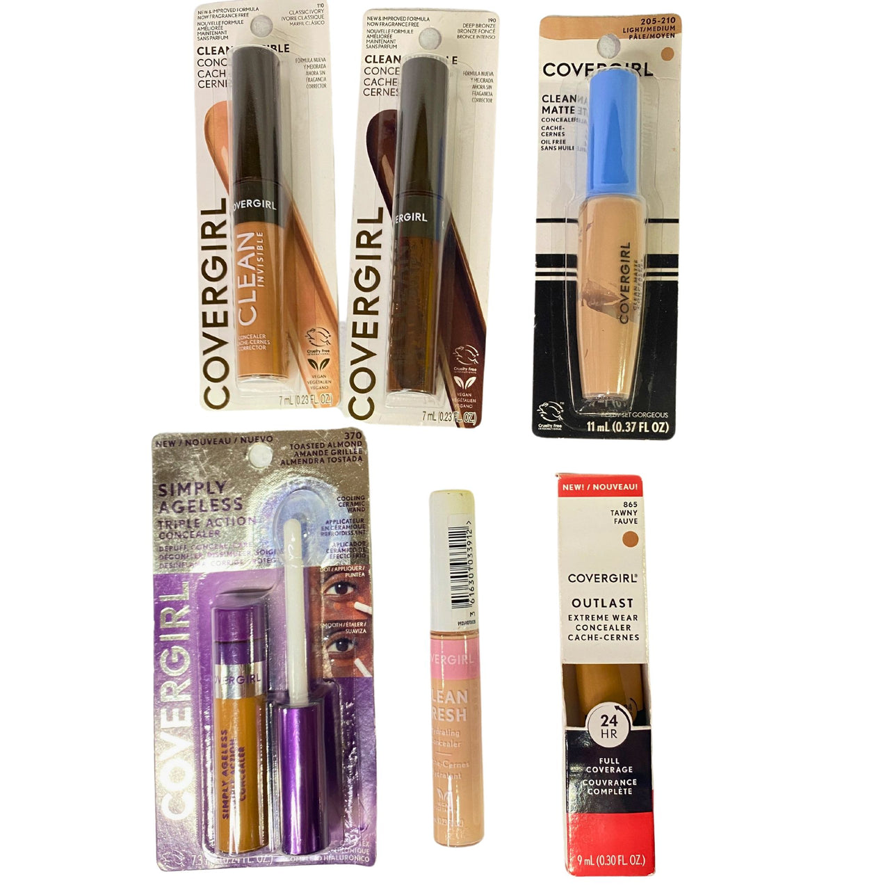 Covergirl Concealers Assorted Mix includes Hydrating , Matte , Assorted Shades 