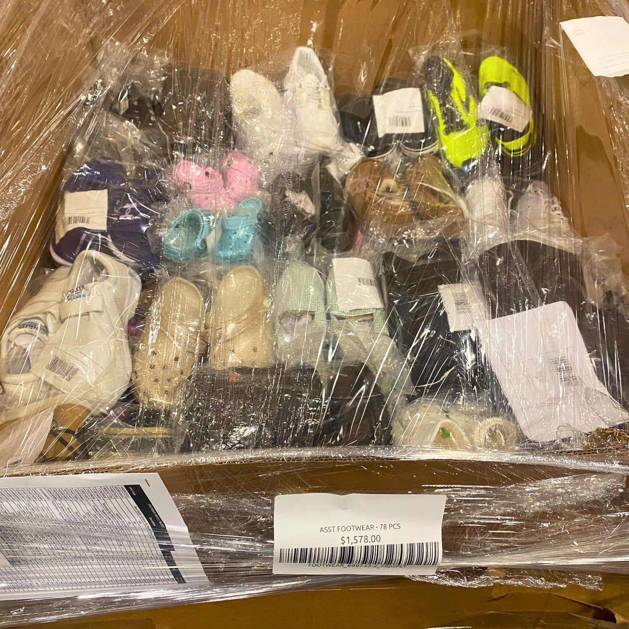 Pallet of Assorted Shoes of Different Brands And Sizes