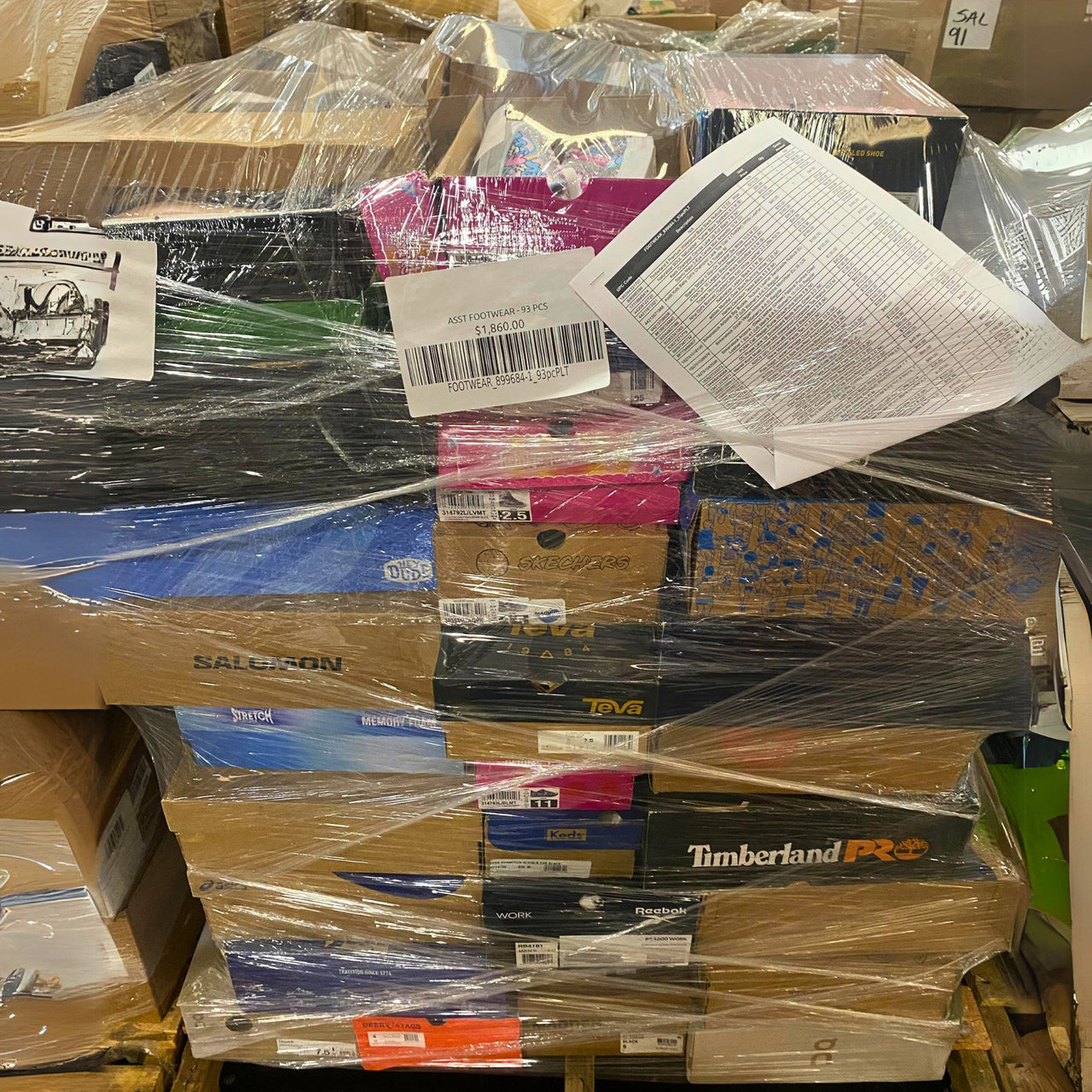 Pallet of Assorted Shoes of Different Brands And Sizes 