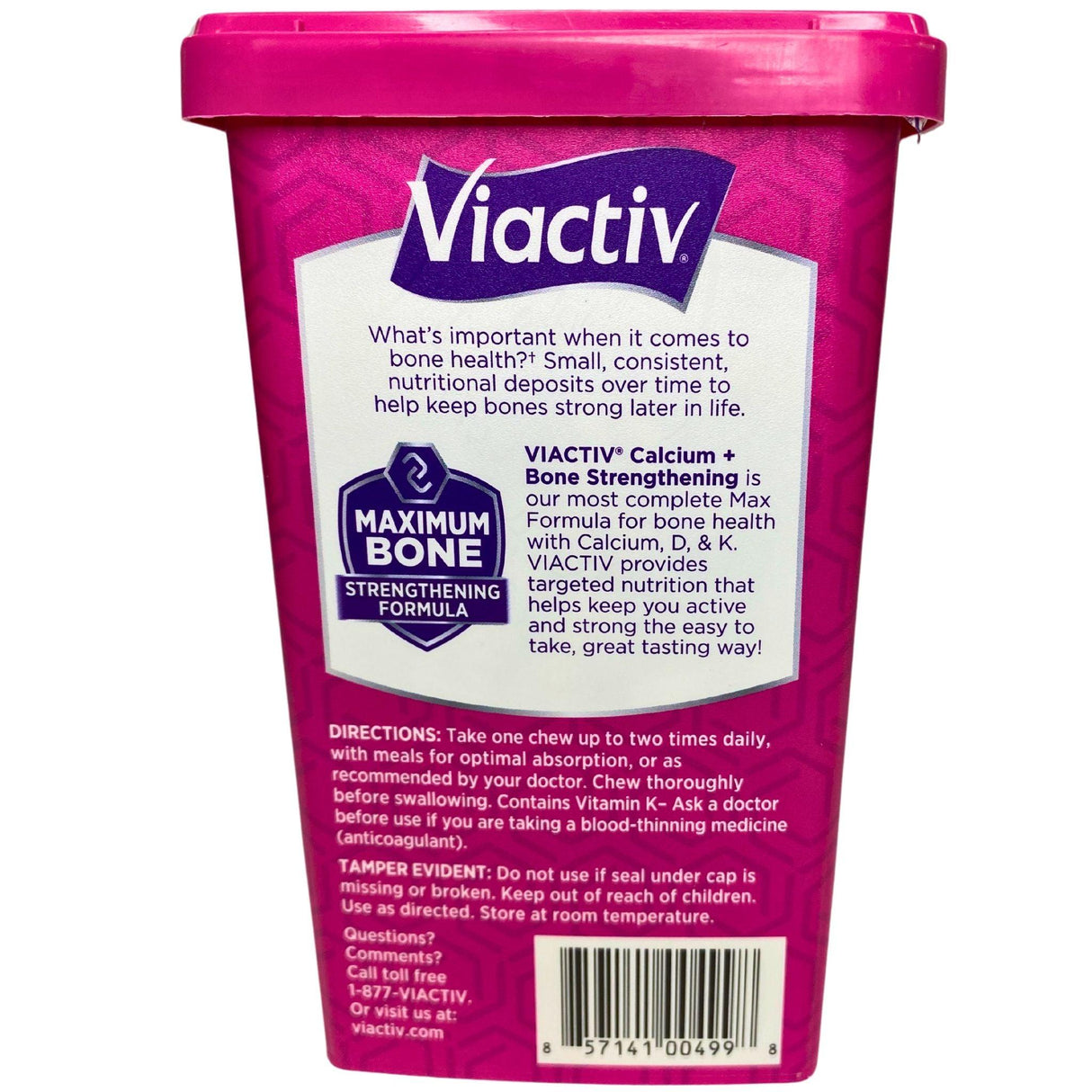 Viactiv Dietary Supplement Calcuim + Bone Strengthening Max Formula Milk Chocolate 650mg Calcium Vitamin D & K 100 Soft Chew (17 Pcs Lot)