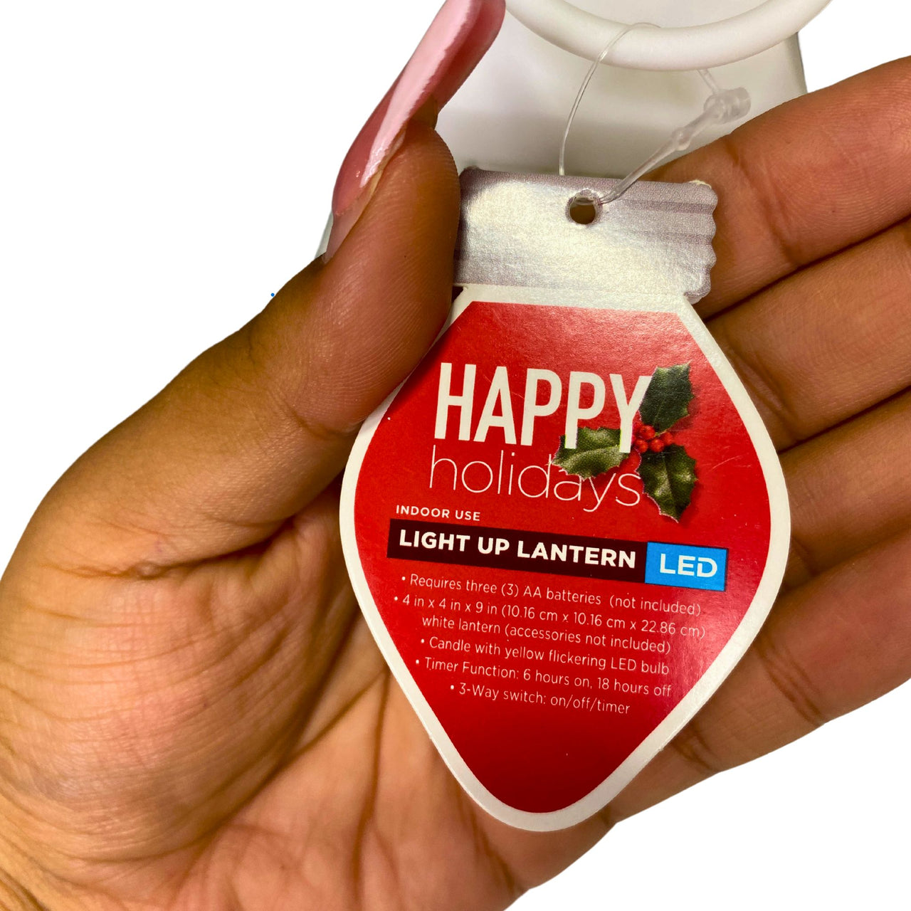 Happy Hoildays Light Up Lantern LED 