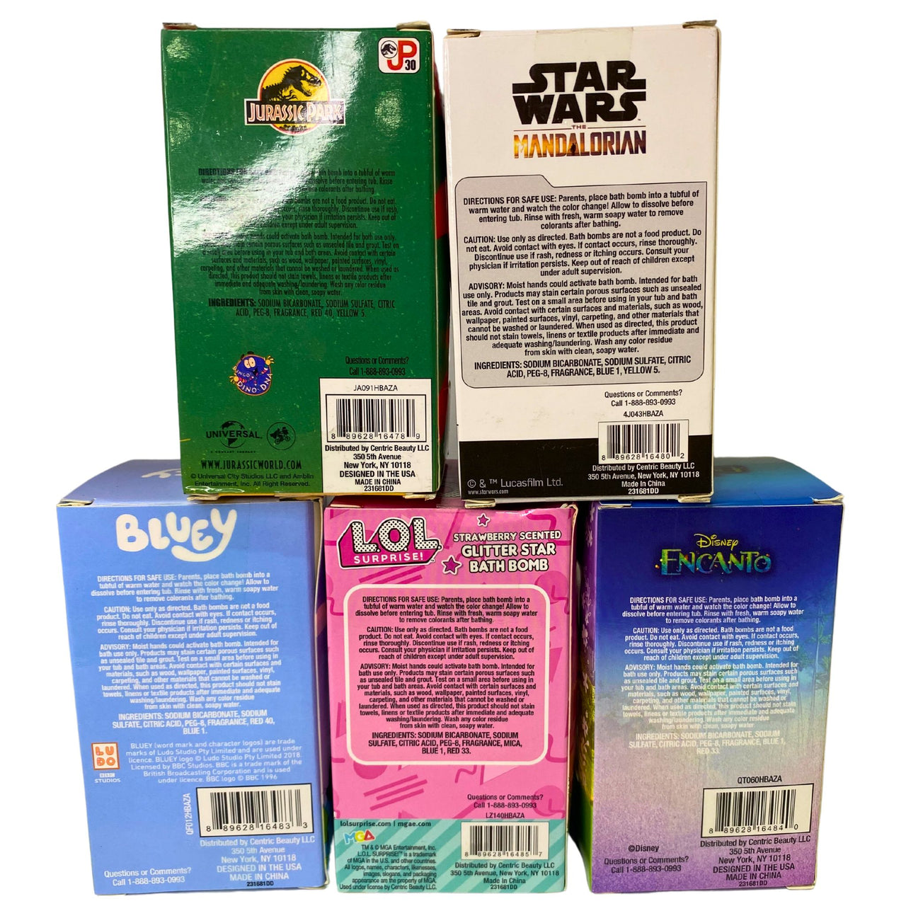 Scented Bath Bombs Mix includes LOL Surprise , Bluey , Jurassic Park , Star Wars (30 Pcs Lot)