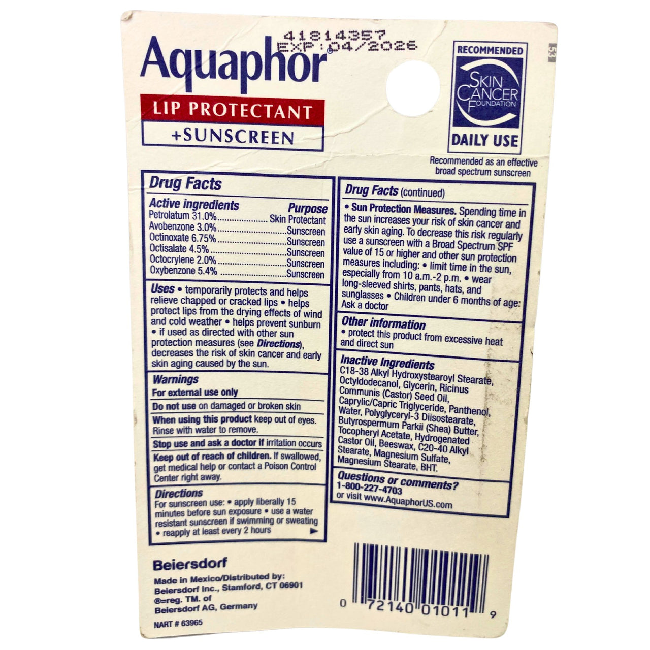 Aquaphor Lip Protectant + Sunscreen