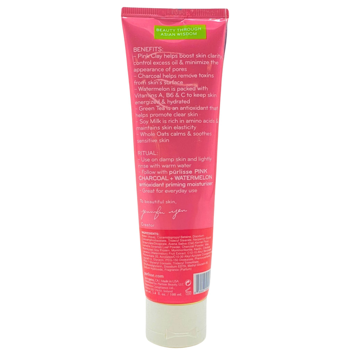 Purlisse Pink Charcoal + Watermelon Purifying Cleansing Milk 