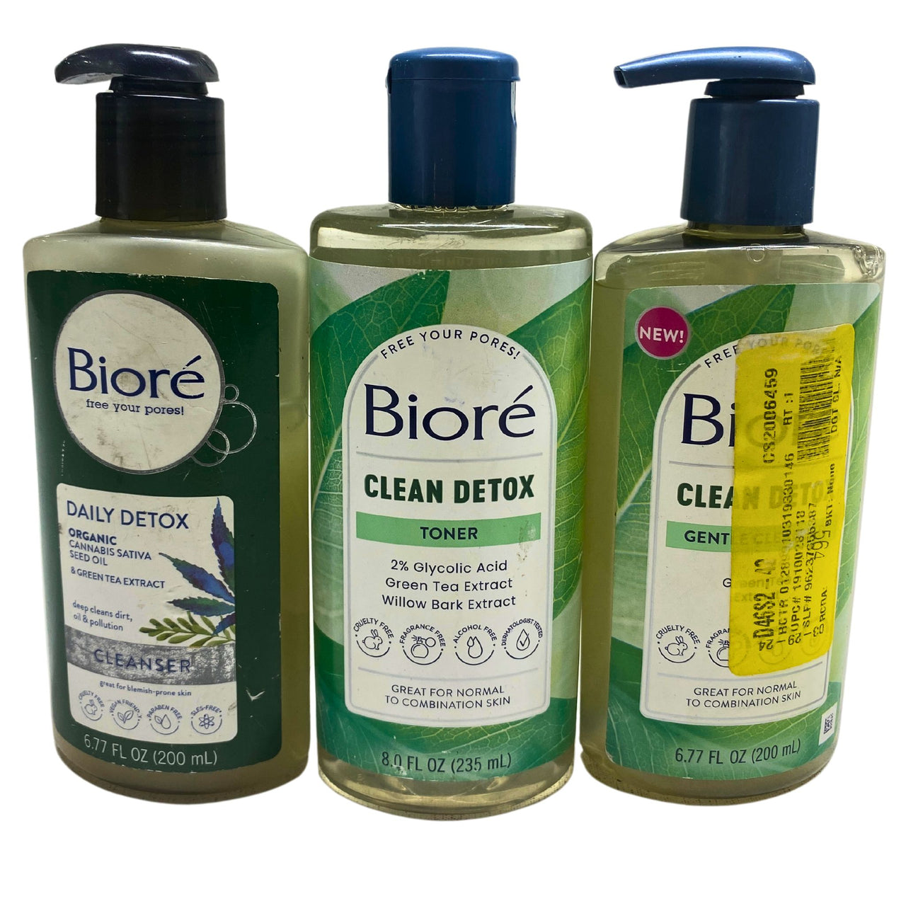 Biore Clean Detox Gentle Cleanser 6077 FL OZ , Biore Daily Detox Cleanser 6.77 FL OZ & Biore Clean Detox Toner 8.0 FL OZ