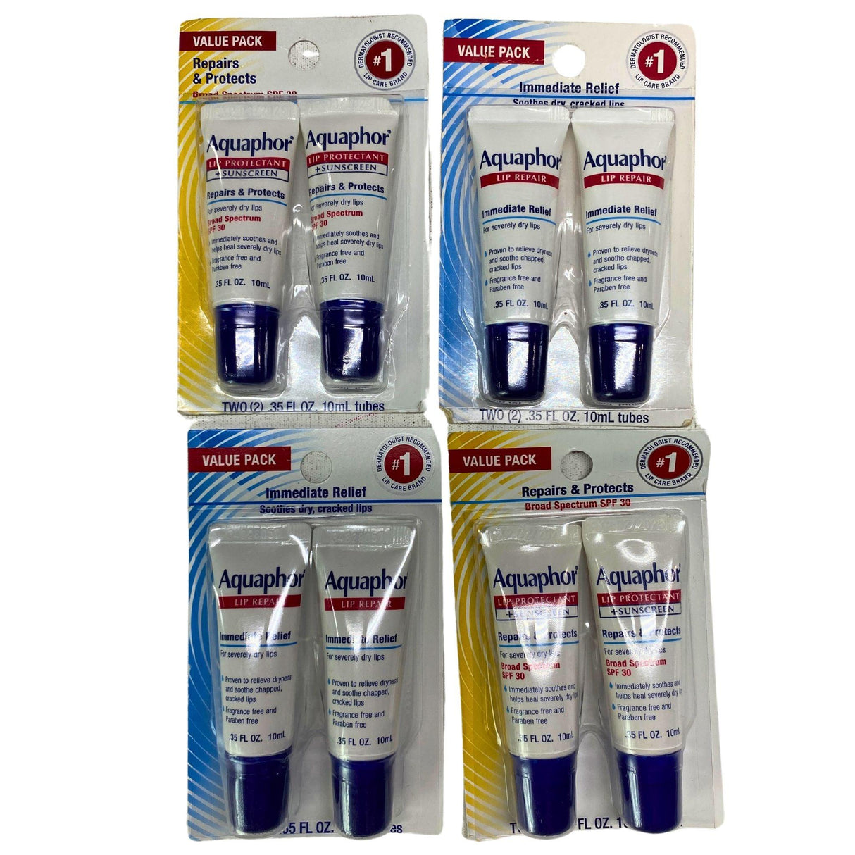 Aquaphor Lip Protectant +Suncreen Repairs & Protects & Aquaphor Lip Repair