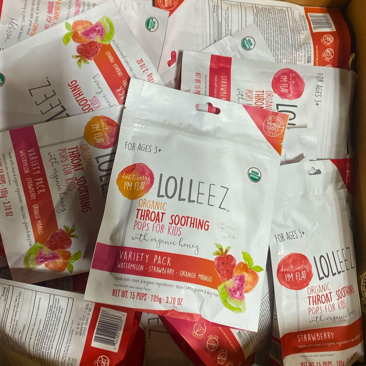 LOLLEEZ Organic Throat Soothing Flat Pops for Kids