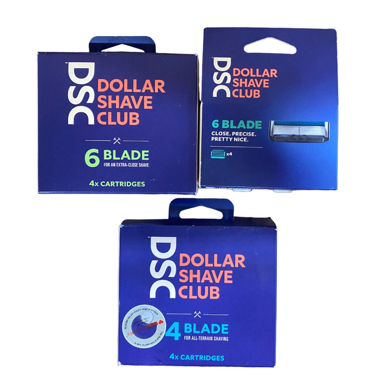 Assorted Dollar Shave Club Cartridges 6 Blade & 4 Blade (65 Pcs Box) - Discount Wholesalers Inc