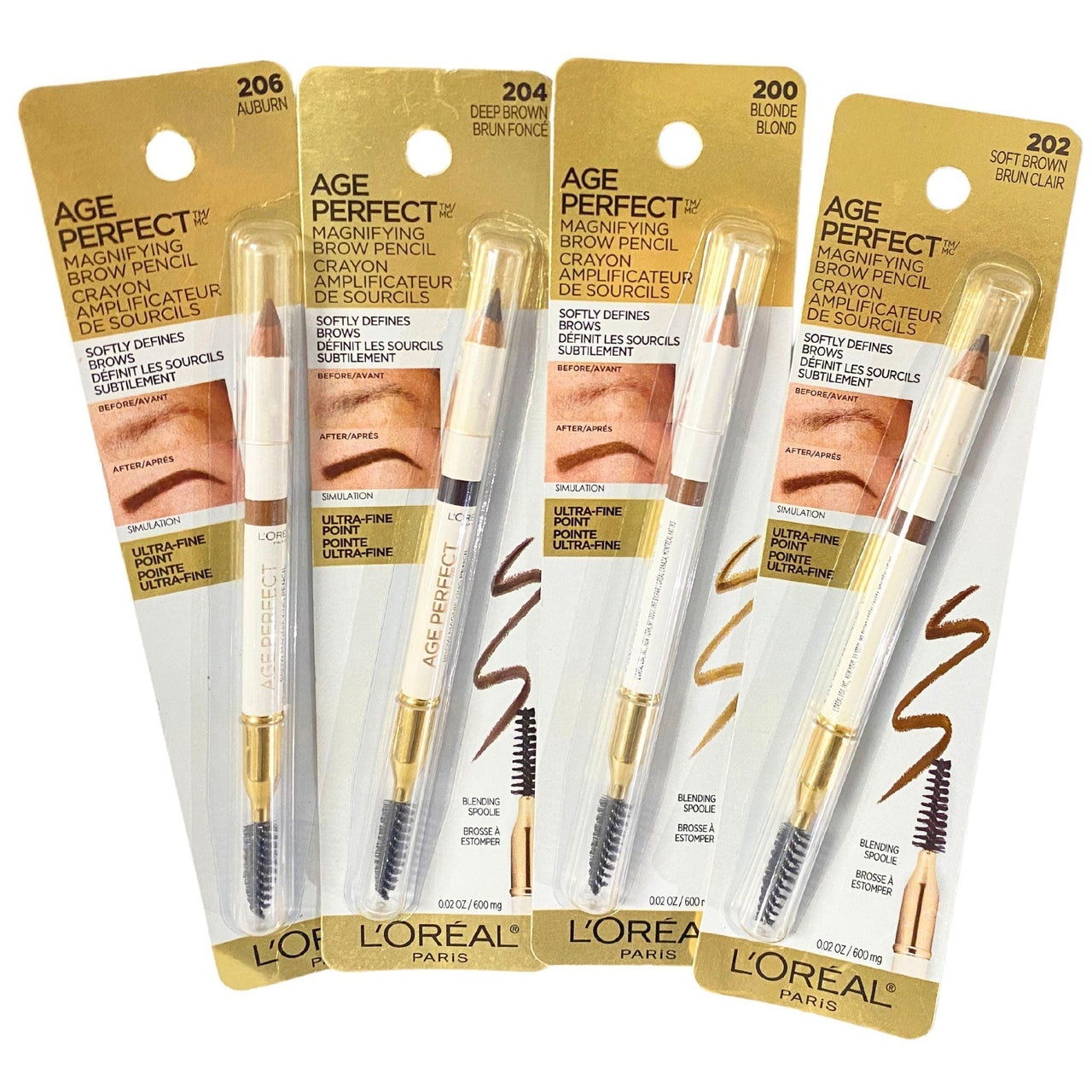 Assorted Loreal Paris Age Perfect Manifying Brown Pencil Crayon with Spoolie (50 Pcs Lot) - Discount Wholesalers Inc