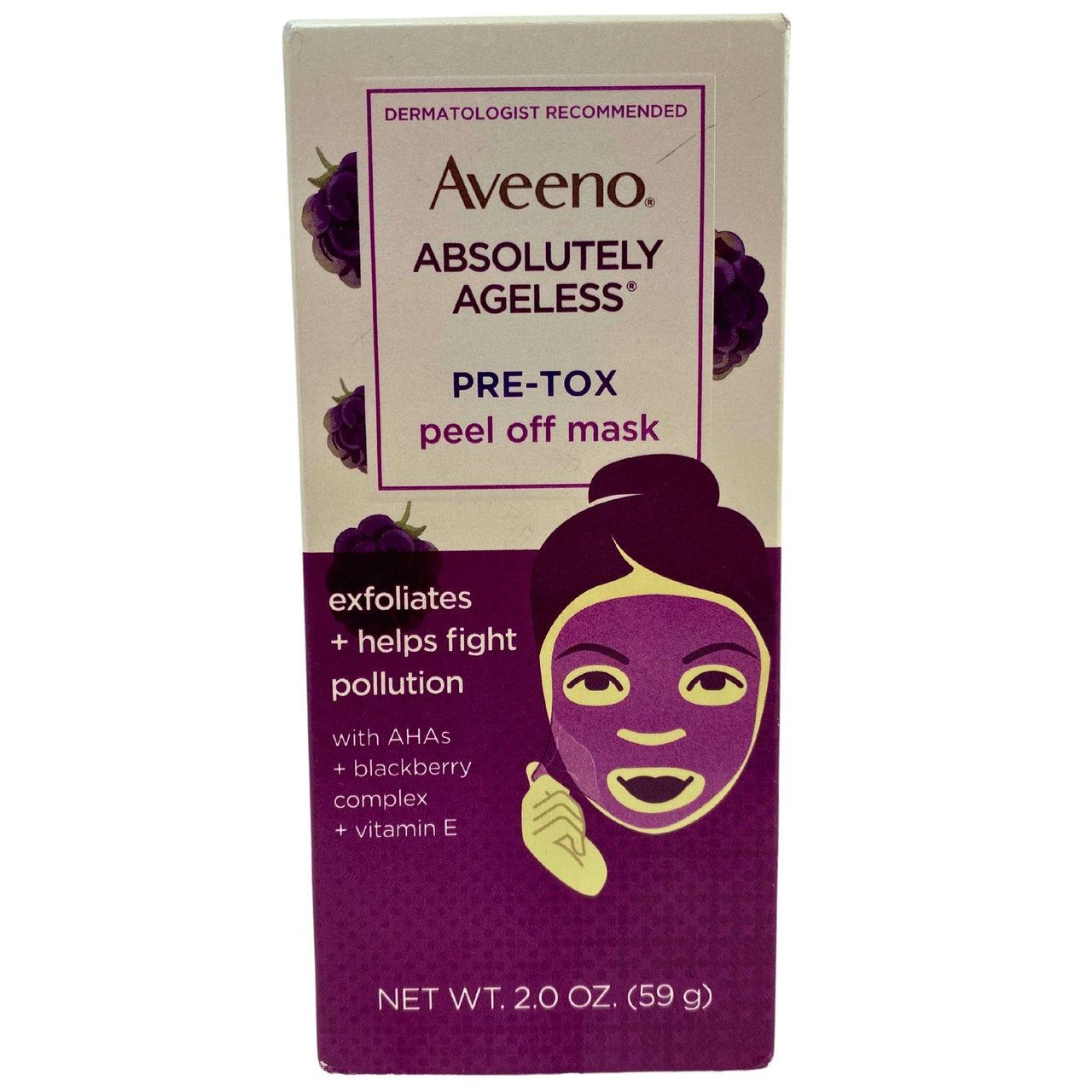 Aveeno Absolutely Ageless Pre-Tox Peel Off Mask Exfoliates + Helps Fight Pollution 2.0OZ (50 Pcs Lot) - Discount Wholesalers Inc