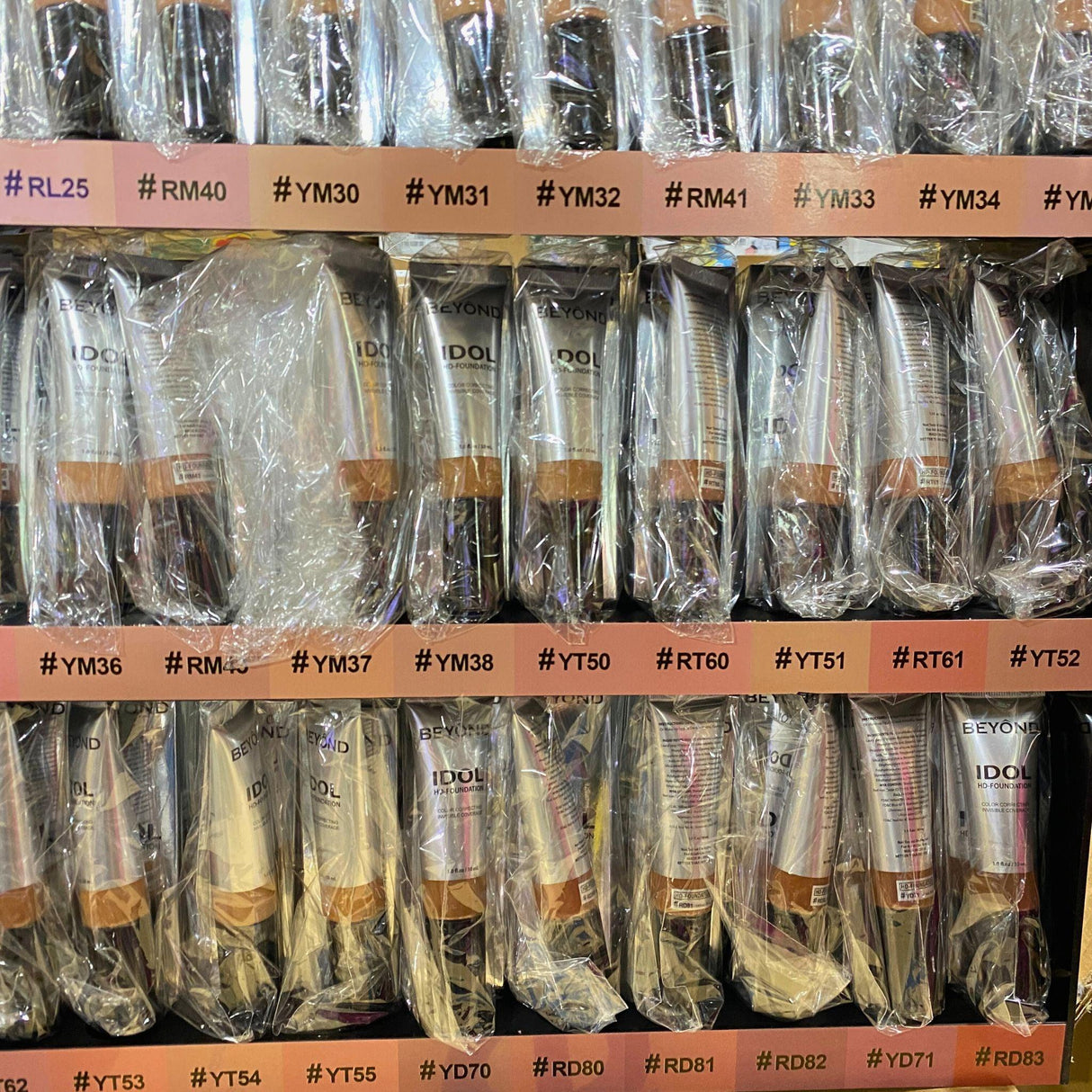 Beyond Display Assorted Shades of Foundation Idol HD Foundation Color Correcting Invisible Coverage 1.0OZ (400 Pcs Lot) - Discount Wholesalers Inc